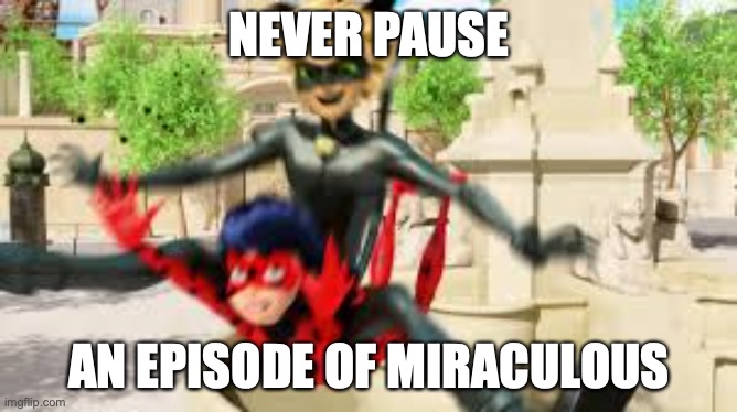 Never Pause an Episode of Miraculous | NEVER PAUSE; AN EPISODE OF MIRACULOUS | image tagged in miraculous ladybug,funny | made w/ Imgflip meme maker