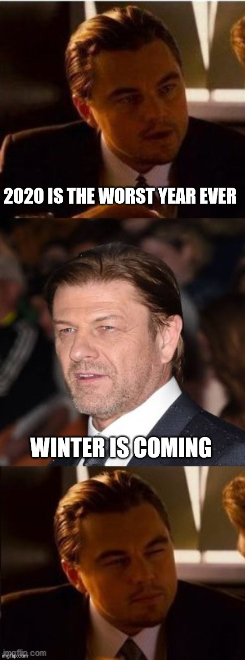 2020 IS THE WORST YEAR EVER; WINTER IS COMING | image tagged in inception,winter is coming,covid,2020 | made w/ Imgflip meme maker