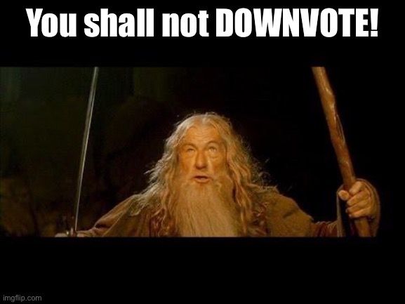 Upvotes are still encouraged | You shall not DOWNVOTE! | image tagged in you shall not pass,gandolf,lord of the rings,downvotes,upvotes | made w/ Imgflip meme maker