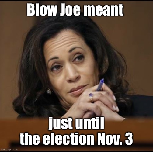 Kamala Harris  | Blow Joe meant just until the election Nov. 3 | image tagged in kamala harris | made w/ Imgflip meme maker