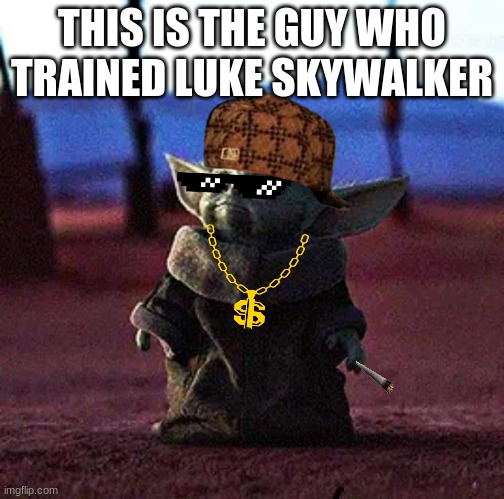 Savage baby yoda | THIS IS THE GUY WHO TRAINED LUKE SKYWALKER | image tagged in baby yoda | made w/ Imgflip meme maker