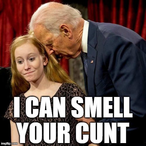 Joe Biden pedo | I CAN SMELL
YOUR CUNT | image tagged in joe biden pedo | made w/ Imgflip meme maker