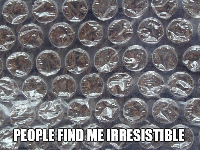 Once you pop.... | PEOPLE FIND ME IRRESISTIBLE | image tagged in bubble wrap,pop,irresistible,memes,true story,mine | made w/ Imgflip meme maker
