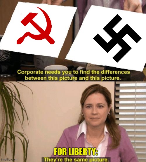 Same Difference | FOR LIBERTY: | image tagged in i see no diffrence,communism,socialism,fascism | made w/ Imgflip meme maker