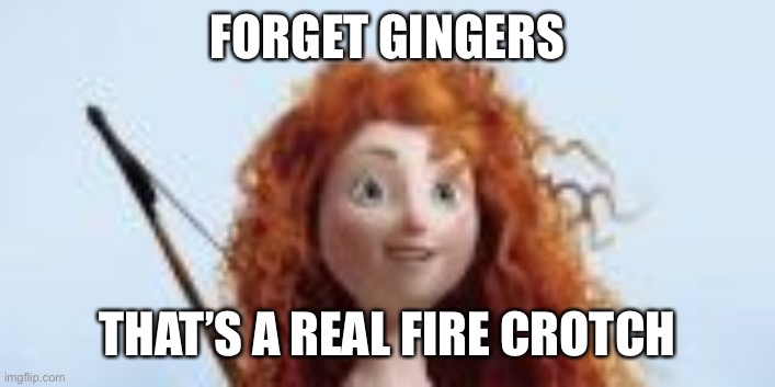 Girl with red hair | FORGET GINGERS THAT’S A REAL FIRE CROTCH | image tagged in girl with red hair | made w/ Imgflip meme maker