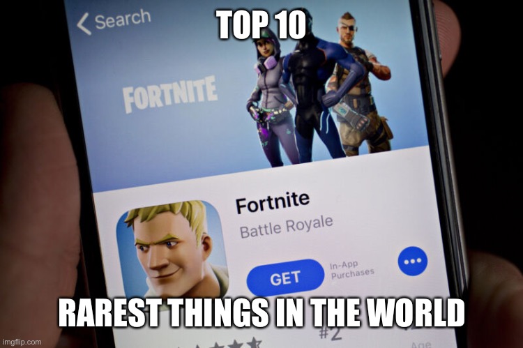 Apple is gonna win btw | TOP 10; RAREST THINGS IN THE WORLD | image tagged in fortnite,freefortnite,gaming | made w/ Imgflip meme maker