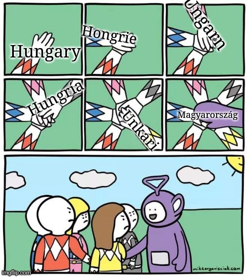 The word Hungary in different language | image tagged in language | made w/ Imgflip meme maker