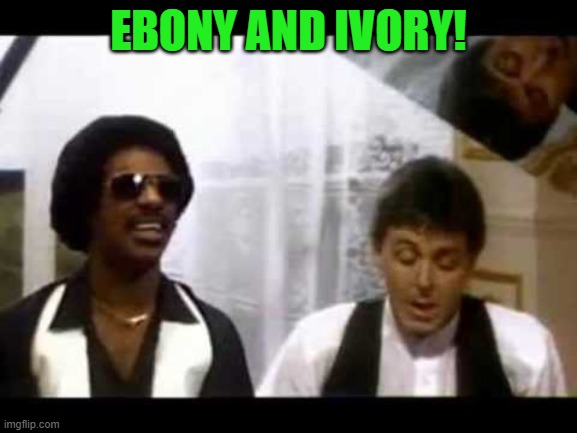 Ebony and Ivory | EBONY AND IVORY! | image tagged in ebony and ivory | made w/ Imgflip meme maker