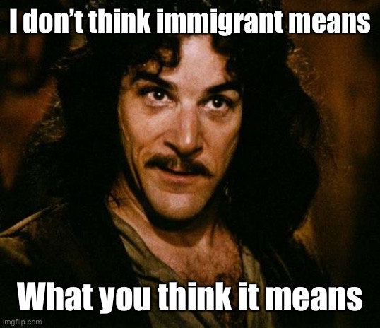 Inigo Montoya Meme | I don’t think immigrant means What you think it means | image tagged in memes,inigo montoya | made w/ Imgflip meme maker