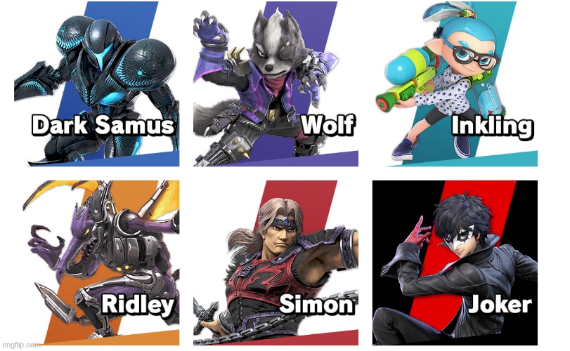 I guess here's my smash bros roster | image tagged in super smash bros,e | made w/ Imgflip meme maker