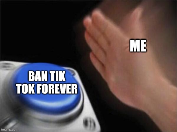 Blank Nut Button Meme | ME; BAN TIK TOK FOREVER | image tagged in memes,blank nut button | made w/ Imgflip meme maker