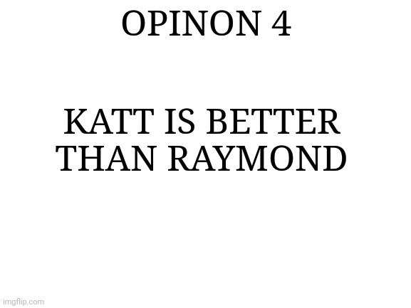 Blank White Template | OPINON 4; KATT IS BETTER THAN RAYMOND | image tagged in animal crossing,memes | made w/ Imgflip meme maker