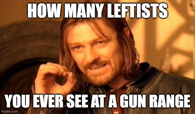 One Does Not Simply Meme | HOW MANY LEFTISTS YOU EVER SEE AT A GUN RANGE | image tagged in memes,one does not simply | made w/ Imgflip meme maker