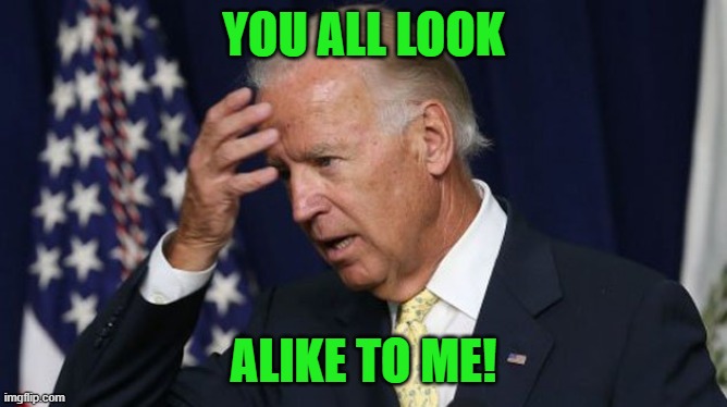 Joe Biden worries | YOU ALL LOOK ALIKE TO ME! | image tagged in joe biden worries | made w/ Imgflip meme maker