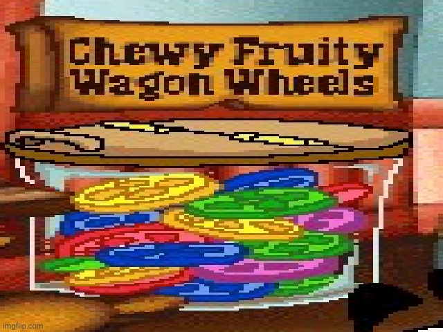 Chewy Fruity Wagon Wheels! | image tagged in chewy fruity wagon wheels | made w/ Imgflip meme maker