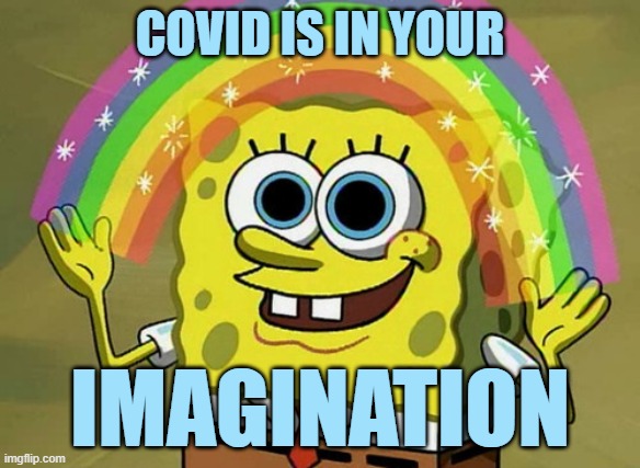 Imagination Spongebob Meme | COVID IS IN YOUR IMAGINATION | image tagged in memes,imagination spongebob | made w/ Imgflip meme maker