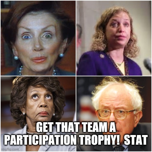 Crazy Democrats | GET THAT TEAM A PARTICIPATION TROPHY!  STAT | image tagged in crazy democrats | made w/ Imgflip meme maker