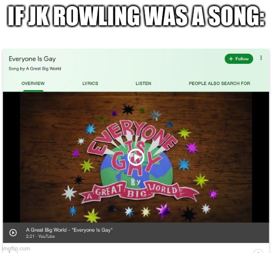 Jkr | IF JK ROWLING WAS A SONG: | image tagged in blank white template | made w/ Imgflip meme maker