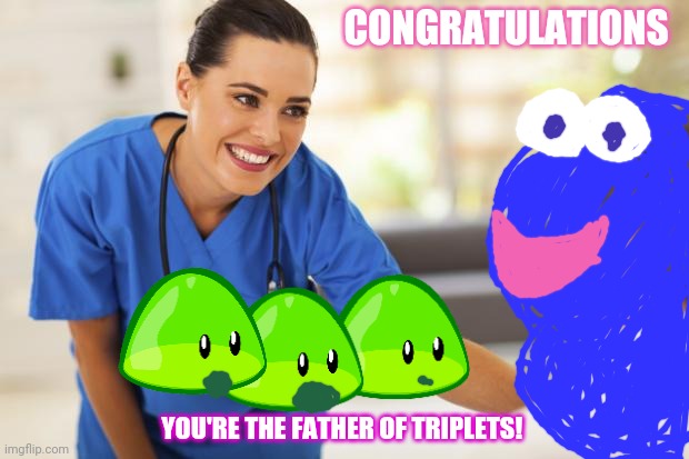 Nurse  | CONGRATULATIONS YOU'RE THE FATHER OF TRIPLETS! | image tagged in nurse | made w/ Imgflip meme maker