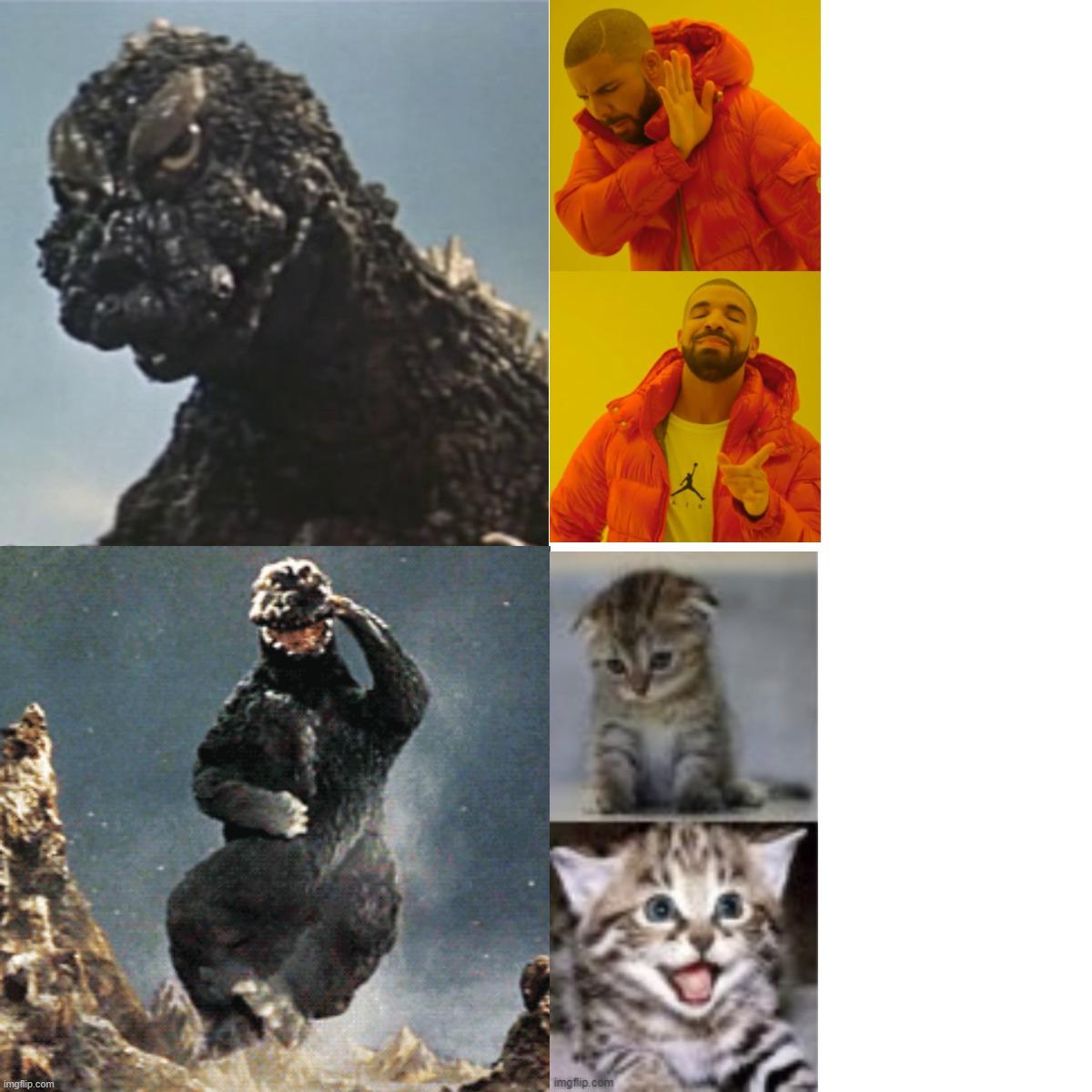 Godzilla Drake meme | image tagged in godzilla drake meme | made w/ Imgflip meme maker