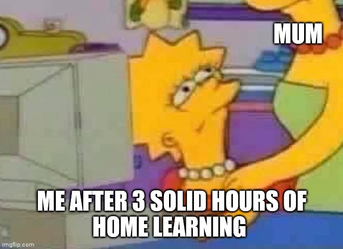 Lisa Simpson Computer | MUM; ME AFTER 3 SOLID HOURS OF
HOME LEARNING | image tagged in lisa simpson computer | made w/ Imgflip meme maker