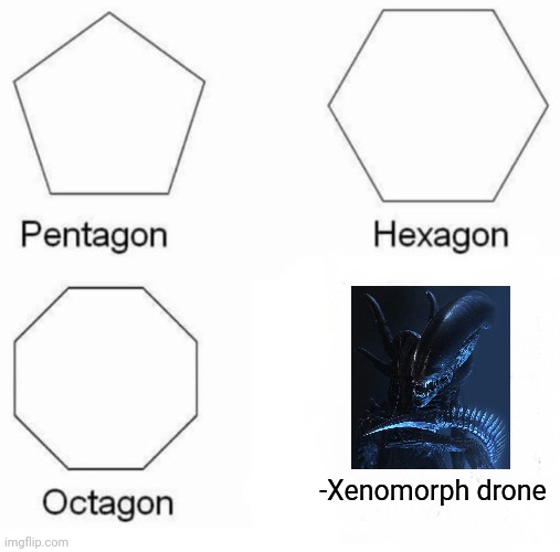 -Versus battle with predator. | -Xenomorph drone | image tagged in memes,pentagon hexagon octagon,ancient aliens,planet earth from space,xbox vs ps4,game of thrones | made w/ Imgflip meme maker