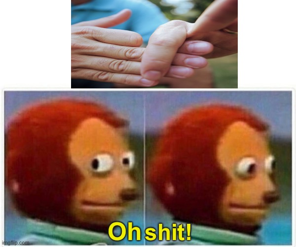 Monkey Puppet Meme | Oh shit! | image tagged in memes,monkey puppet | made w/ Imgflip meme maker