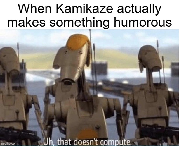When Kamikaze actually makes something humorous | image tagged in that doesn't compute | made w/ Imgflip meme maker
