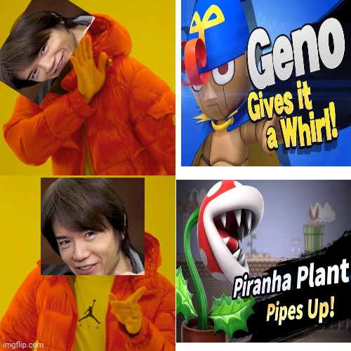 Sakurai be like | image tagged in memes,drake hotline bling | made w/ Imgflip meme maker