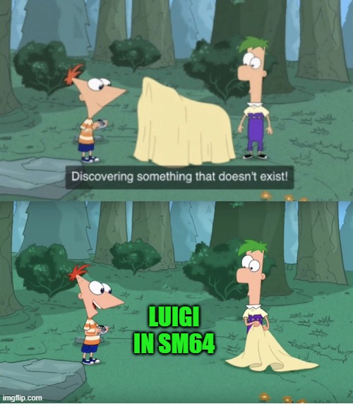 i know im late to the party | LUIGI IN SM64 | image tagged in discovering something that doesnt exist | made w/ Imgflip meme maker