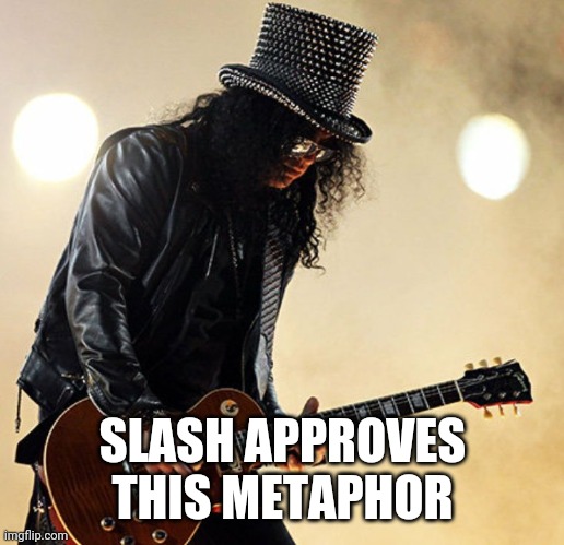 Slash | SLASH APPROVES THIS METAPHOR | image tagged in slash | made w/ Imgflip meme maker