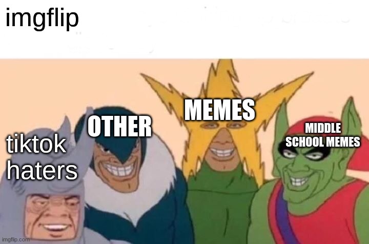 imgflip | imgflip; MEMES; OTHER; MIDDLE SCHOOL MEMES; tiktok haters | image tagged in memes,me and the boys | made w/ Imgflip meme maker
