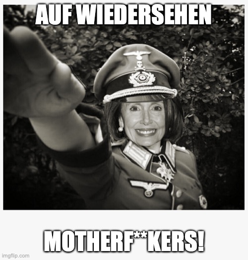 Nazi Pelosi | AUF WIEDERSEHEN; MOTHERF**KERS! | image tagged in nazi pelosi | made w/ Imgflip meme maker
