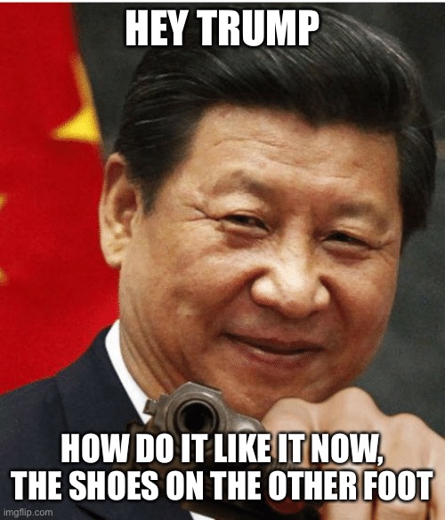 Finally - a foreign government is meddling in our election AGAINST Trump! | HEY TRUMP; HOW DO IT LIKE IT NOW, THE SHOES ON THE OTHER FOOT | image tagged in xi jinping,memes | made w/ Imgflip meme maker