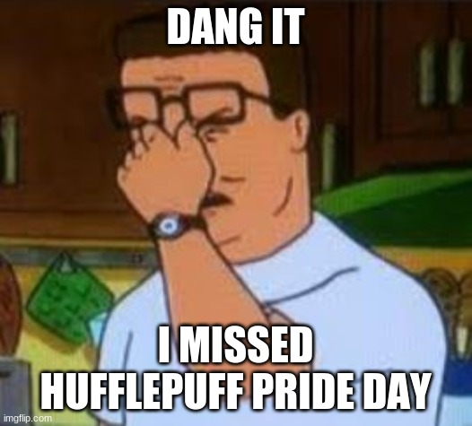 I just found out :( | DANG IT; I MISSED HUFFLEPUFF PRIDE DAY | image tagged in dang it bobby | made w/ Imgflip meme maker