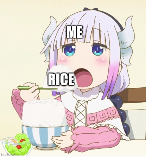 Kanna Eating Rice | ME; RICE | image tagged in kanna eating rice | made w/ Imgflip meme maker