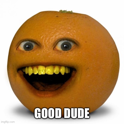Annoying Orange | GOOD DUDE | image tagged in annoying orange | made w/ Imgflip meme maker