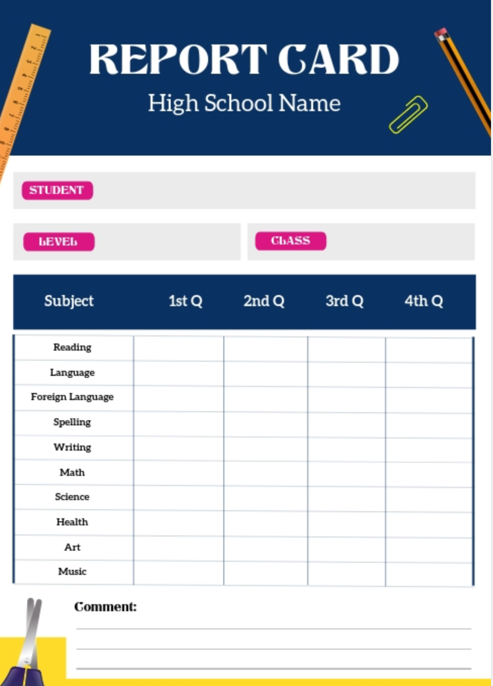 Report card Blank Meme Template