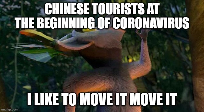 i like to move it move it | CHINESE TOURISTS AT THE BEGINNING OF CORONAVIRUS; I LIKE TO MOVE IT MOVE IT | image tagged in i like to move it move it | made w/ Imgflip meme maker