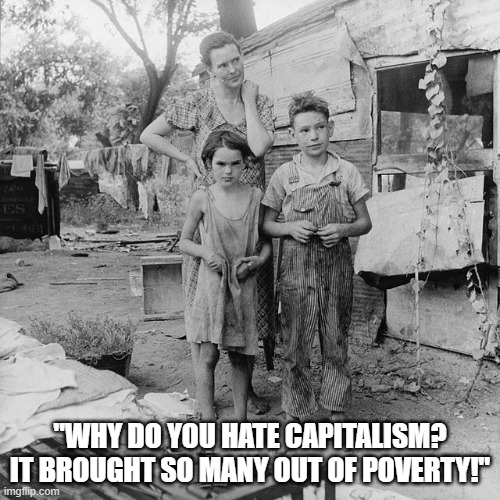 poor food | "WHY DO YOU HATE CAPITALISM? IT BROUGHT SO MANY OUT OF POVERTY!" | image tagged in poor food | made w/ Imgflip meme maker