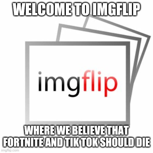 Imgflip | WELCOME TO IMGFLIP WHERE WE BELIEVE THAT FORTNITE AND TIK TOK SHOULD DIE | image tagged in imgflip | made w/ Imgflip meme maker