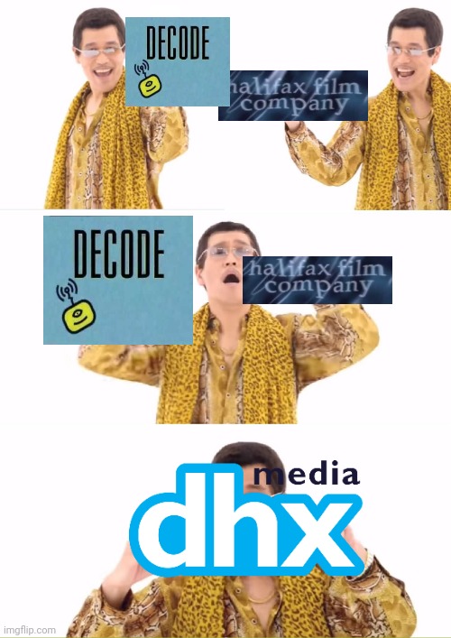 origin of dhx media | image tagged in memes,ppap,dhx media,wildbrain | made w/ Imgflip meme maker