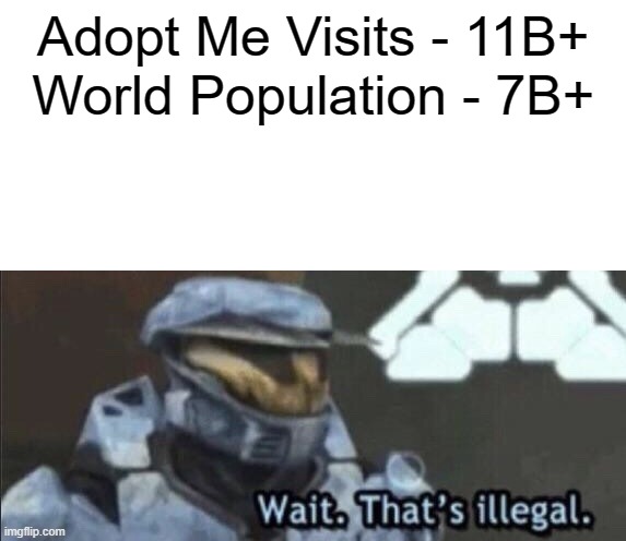 Otherwise | Adopt Me Visits - 11B+; World Population - 7B+ | image tagged in wait thats illegal | made w/ Imgflip meme maker