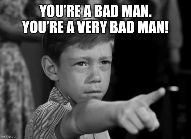 You | YOU’RE A BAD MAN. YOU’RE A VERY BAD MAN! | image tagged in anthony corn field | made w/ Imgflip meme maker