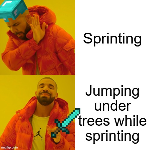 Drake Hotline Bling | Sprinting; Jumping under trees while sprinting | image tagged in memes,drake hotline bling | made w/ Imgflip meme maker