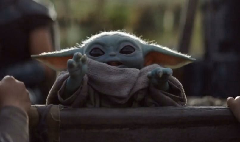 baby yoda reaching Blank Meme Template