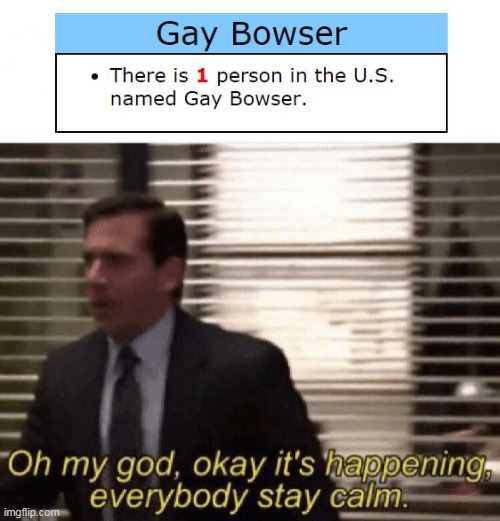 GAY BOWSER HAS BEEN REBORN | RETURN OF THE KING | image tagged in oh my god okay it's happening everybody stay calm | made w/ Imgflip meme maker