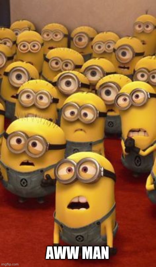minions confused | AWW MAN | image tagged in minions confused | made w/ Imgflip meme maker