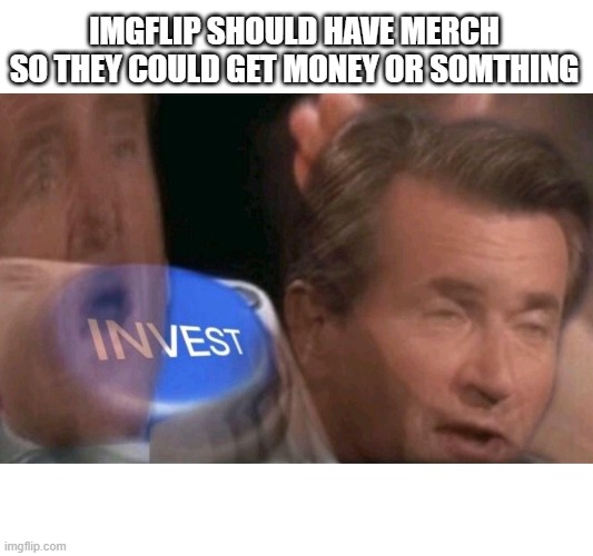 Invest | IMGFLIP SHOULD HAVE MERCH SO THEY COULD GET MONEY OR SOMTHING | image tagged in invest | made w/ Imgflip meme maker