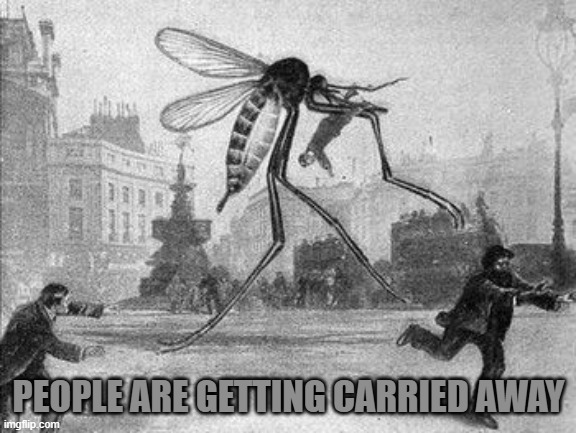 Mosquito Attack | PEOPLE ARE GETTING CARRIED AWAY | image tagged in mosquito attack | made w/ Imgflip meme maker